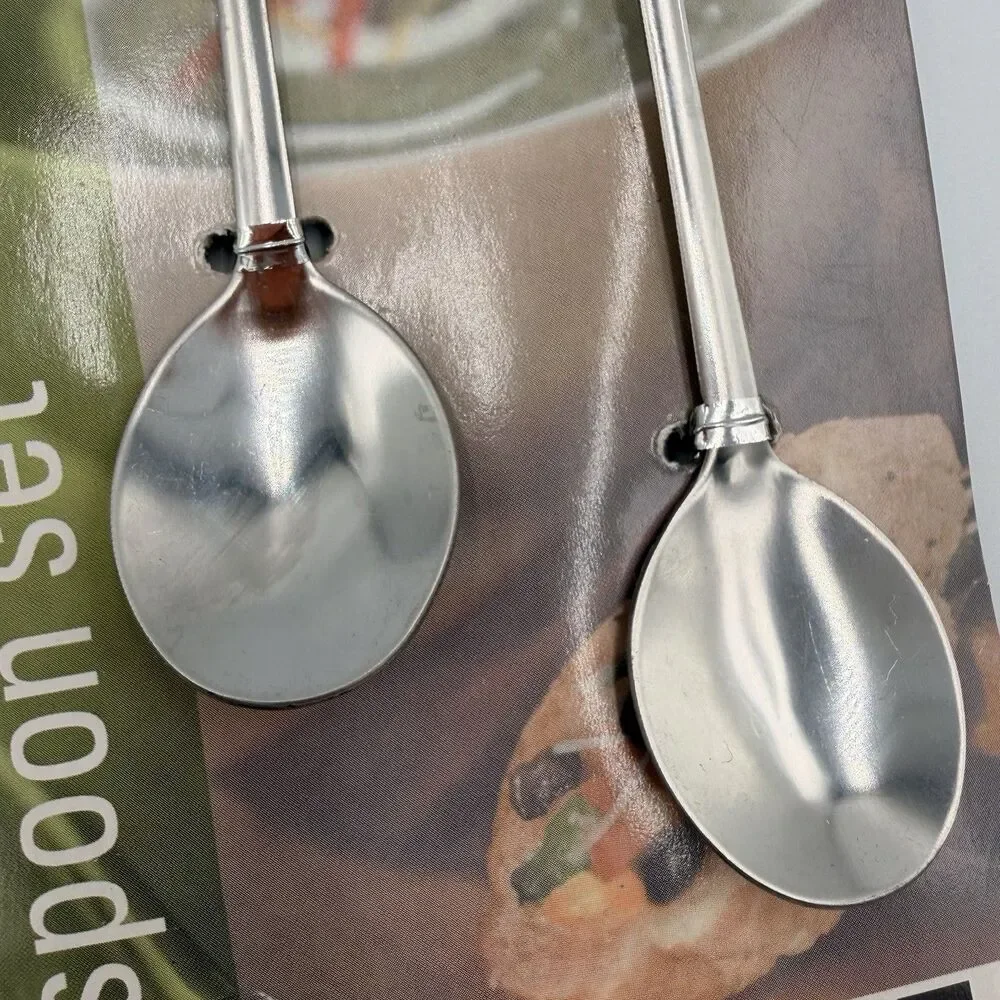 Vintage ACME Teapot Teaspoon Set 2 Hand Painted Tea Pot Spoons Cottagecore NEW